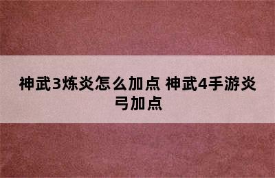 神武3炼炎怎么加点 神武4手游炎弓加点